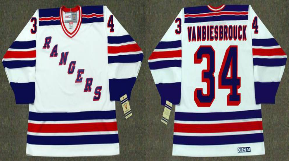 2019 Men New York Rangers 34 Vanbiesbrouck white CCM NHL jerseys